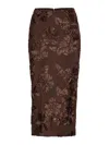 Rotate Birger Christensen Rotate Birgerchristensen Flower Mesh Pencil Skirt In Brown