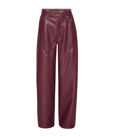 Rotate Birger Christensen Mid-rise Piping Casual Pants In Burgundy