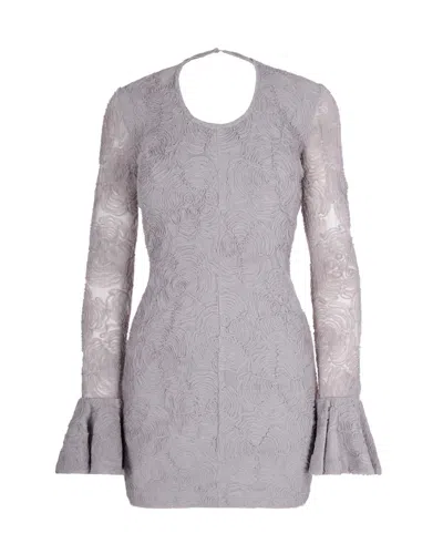 Rotate Birger Christensen Mini Abito Mesh Frill Gray Violet