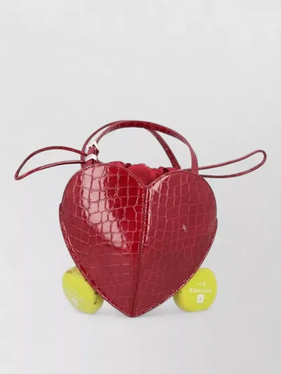 Rotate Birger Christensen Mini Bag Heart Shape Croc Texture Handle Strap In Red