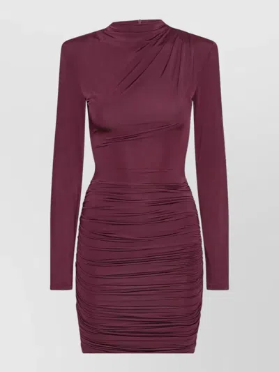 Rotate Birger Christensen Draped Mini Dress With Long Sleeves And Fitted Silhouette In Purple