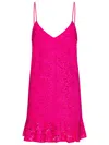 Rotate Birger Christensen Fuchsia Lace Mini Dress In Pink Glo