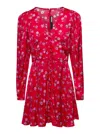 ROTATE BIRGER CHRISTENSEN RED MINI DRESS WITH FLORAL PRINT IN VISCOSE WOMAN