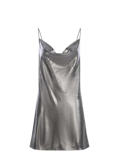 Rotate Birger Christensen Metallic Draped Mini Slip Dress