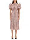 Rotate Birger Christensen Midi Dress With Sequin Fringe Detailing In Rosa