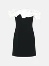 Rotate Birger Christensen Mini Dress With Ruffles In Black And White Polyester In Black