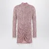 Rotate Birger Christensen Mini Dress With Sequin Fringes In Pink