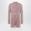 Rotate Birger Christensen Mini Dress With Sequin Fringes In Pink
