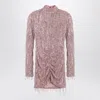 Rotate Birger Christensen Mini Dress With Sequin Fringes In Pink