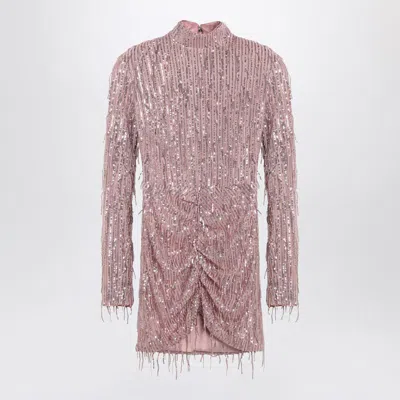 Rotate Birger Christensen Mini Dress With Sequin Fringes In Pink