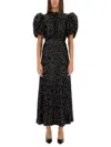 Rotate Birger Christensen Womens Black Regular-fit Puff-sleeve Sequin Midi Dress