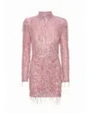 Rotate Birger Christensen Mini Dress With Sequins And Fringe - Pink In Pink