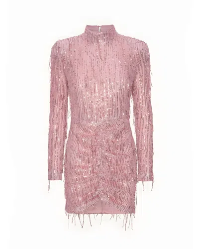 Rotate Birger Christensen Mini Dress With Sequins And Fringe - Pink