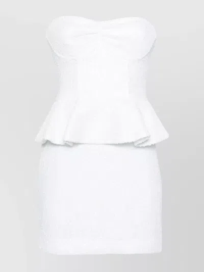 Rotate Birger Christensen Mini Dress With Sequins And Peplum Waist In White