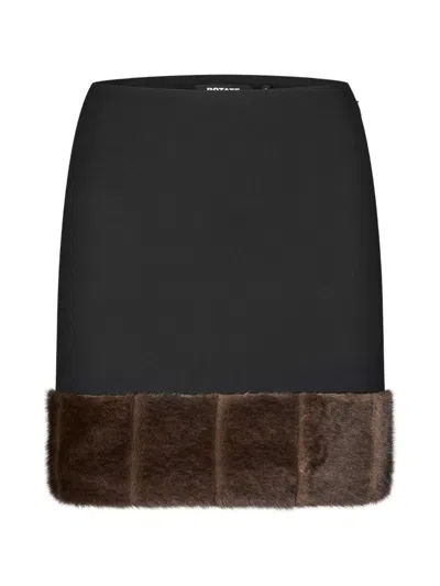 Rotate Birger Christensen Rotate Duelia Synthetic Fur Mini Skirt For Women In Black