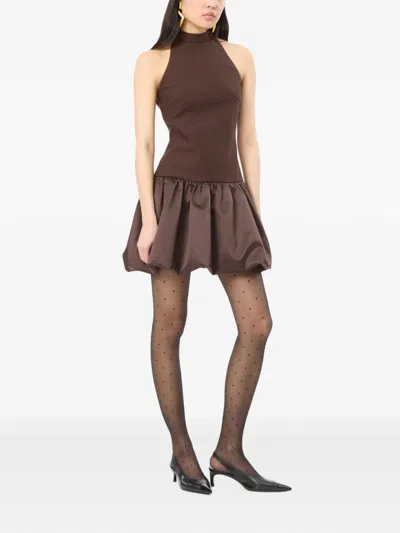 Rotate Birger Christensen Mini Peplum Dress In Brown