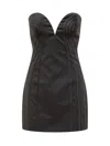 Rotate Birger Christensen Black Satin Mini Dress With Sweetheart Neckline In Black