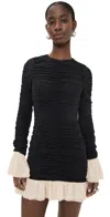 Rotate Birger Christensen Ruched Minidress In Black Combination