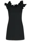 Rotate Birger Christensen Rotate 'mini Ruffle' Black Cotton Dress Women In Black