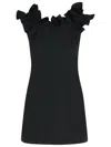 Rotate Birger Christensen Rotate 'mini Ruffle' Black Cotton Dress Women