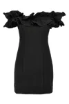 Rotate Birger Christensen Black Dress With Ruffle Decorations And Ruffle Details In Tech Fabric Woman In Black