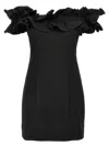 Rotate Birger Christensen Rotate Black Dress With Ruffle Decorations And Ruffle Details In Tech Fabric Woman