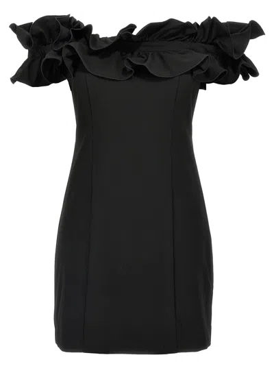 ROTATE BIRGER CHRISTENSEN MINI RUFFLE DRESSES BLACK