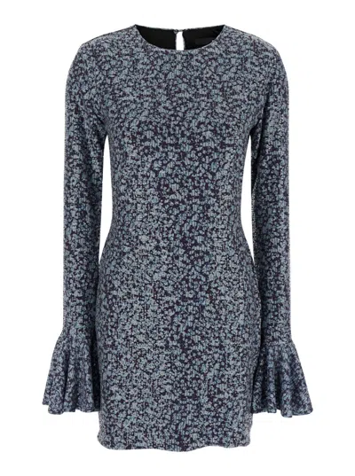 ROTATE BIRGER CHRISTENSEN MINI BLUE BACKLESS DRESS WITH ALL-OVER SEQUINS WOMAN