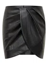 Rotate Birger Christensen Draped Faux Leather Mini Skirt In Black