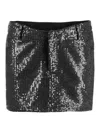 Rotate Birger Christensen Rotate Ladies Black Sequin Twill Mini Skirt In Black