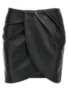 Rotate Birger Christensen Draped Faux Leather Mini Skirt In Black