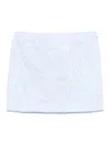 Rotate Birger Christensen Light Blue Cotton Mini Skirt With 3d Floral Embroidery In Blue