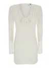 Rotate Birger Christensen Mini White Dress With Rose Patch