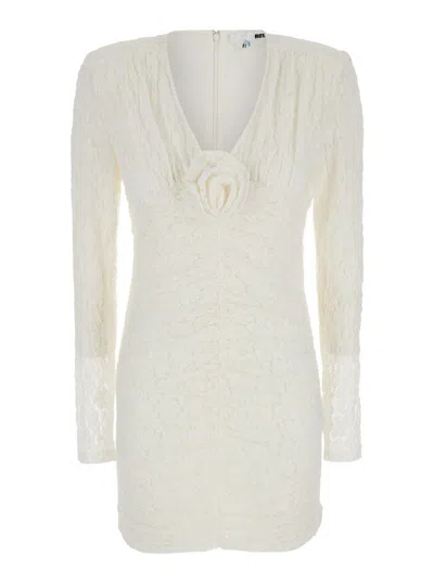 Rotate Birger Christensen Mini White Dress With Rose Patch