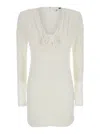 ROTATE BIRGER CHRISTENSEN MINI WHITE DRESS WITH ROSE PATCH IN LACE WOMAN