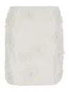 Rotate Birger Christensen Rotate Mini White Skirt With Flowers And Sequins In Fabric