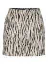 Rotate Birger Christensen Womens Egret Comb Printed Faux-fur Cotton-blend Mini Skirt In Gray