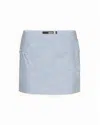 Rotate Birger Christensen Light Blue Cotton Mini Skirt With 3d Floral Embroidery In Blue