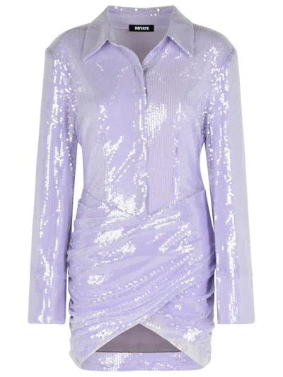 Rotate Birger Christensen Misty Lilac Polyester Sequined Mini Dress In Purple