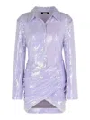 Rotate Birger Christensen Misty Lilac Polyester Sequined Mini Dress In Silver