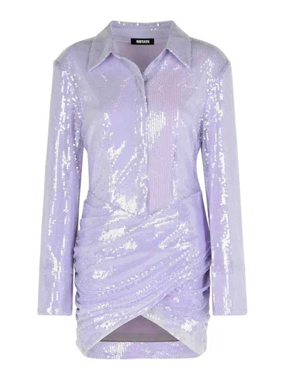 Rotate Birger Christensen Misty Lilac Polyester Sequined Mini Dress In Silver