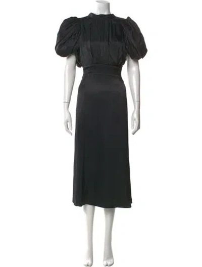 Pre-owned Rotate Birger Christensen Mock Neck Long Dress In Black