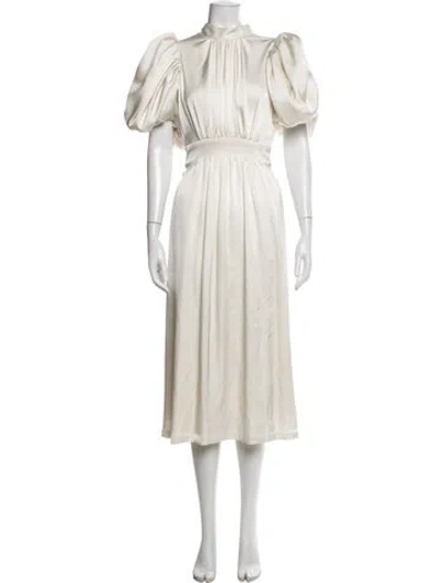 Pre-owned Rotate Birger Christensen Mock Neck Long Dress In Neutral