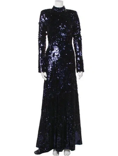 Pre-owned Rotate Birger Christensen Mock Neck Long Dress W/ Tags In Black