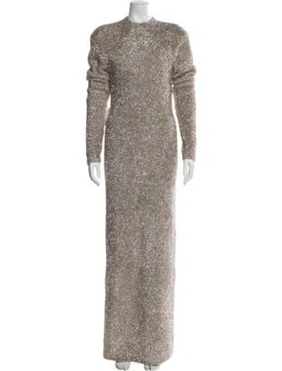 Pre-owned Rotate Birger Christensen Mock Neck Long Dress W/ Tags In Neutral