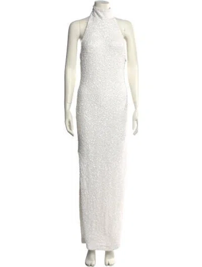 Pre-owned Rotate Birger Christensen Mock Neck Long Dress In White