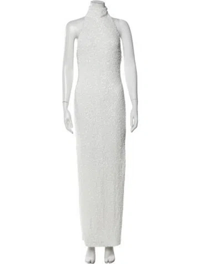 Pre-owned Rotate Birger Christensen Mock Neck Long Dress In White
