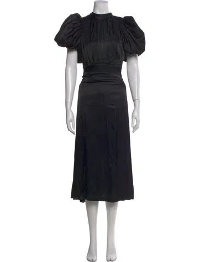 Pre-owned Rotate Birger Christensen Mock Neck Midi Length Dress In Black