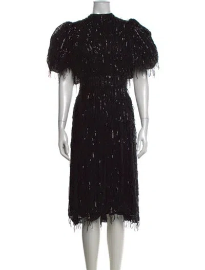 Pre-owned Rotate Birger Christensen Mock Neck Midi Length Dress In Black