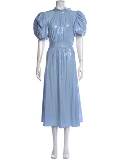 Pre-owned Rotate Birger Christensen Mock Neck Midi Length Dress In Blue